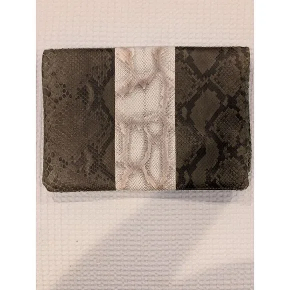 Italian Leather Clutch – Soft, Snakeskin, Magnetic Foldover, Unused Interior - Picture 4 of 8